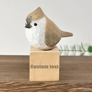 Hand-Carved Wooden Bird Sculpture - Gift